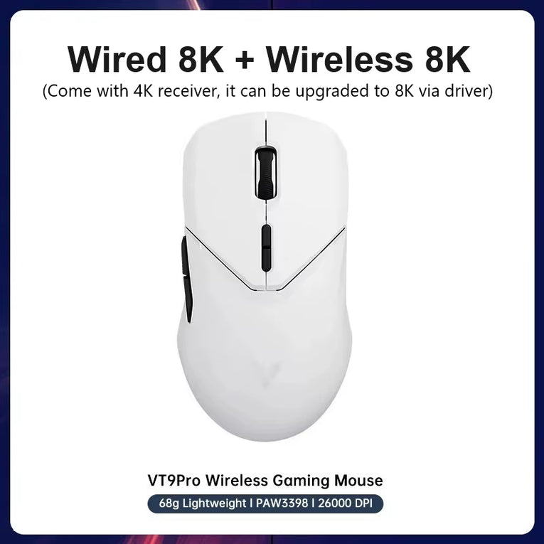 Rapoo VT9PRO - 68G Ratón Inalámbrico Ultraligero De Modo Dual Para Juegos Rendimiento De Grado Esports Sensor PAW3398 26000DPI