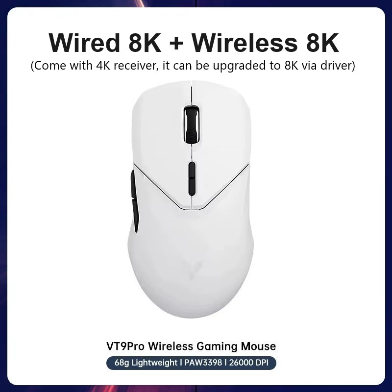 Rapoo VT9PRO - 68G Ratón Inalámbrico Ultraligero De Modo Dual Para Juegos Rendimiento De Grado Esports Sensor PAW3398 26000DPI