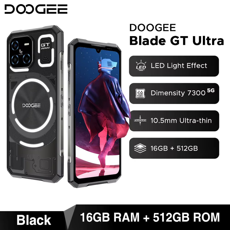 DOOGEE Blade GT Ultra 5G Teléfono Resistente Dimensión 7300 6,72 ''16GB + 512GB Efecto De Luz LED Teléfono Inteligente Ultrafino