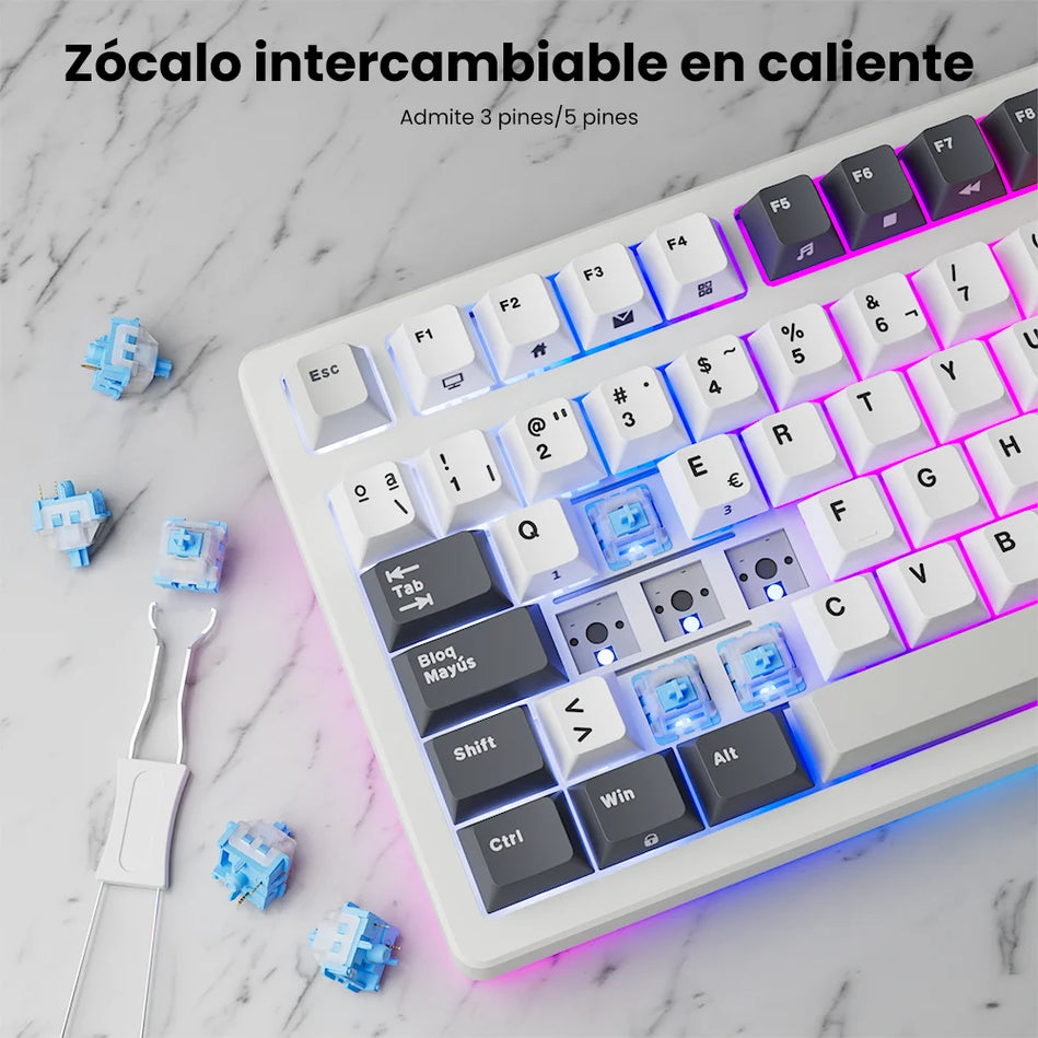 Teclado Mecánico RK ROYAL KLUDGE S85 TFT Color Screent, Modo Tri Inalámbrico, 85 Teclas, Teclado Para Gaming, Retroiluminado RGB
