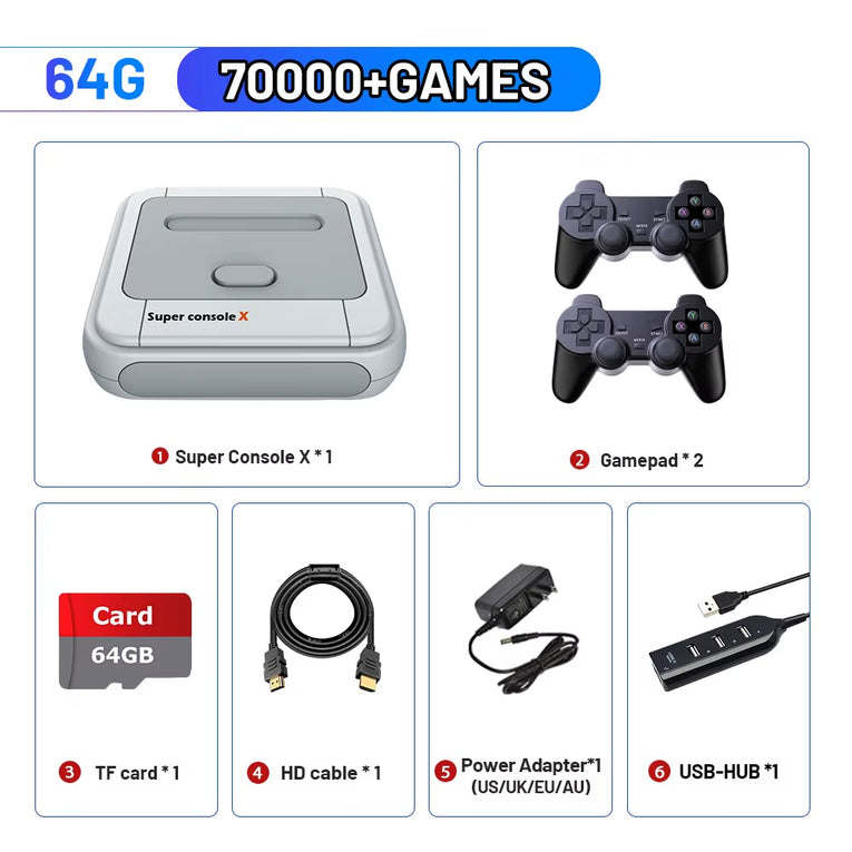 KINHANK Game Box Super Console X Consola De Videojuegos Retro Compatible Con 90000 Juegos 50 Emuladores Para PS1/PSP/MAME/DC Con Controladores