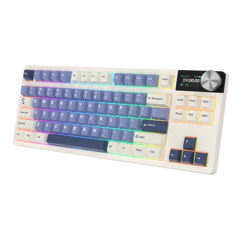 Teclado Mecánico RK ROYAL KLUDGE S85 TFT Color Screent, Modo Tri Inalámbrico, 85 Teclas, Teclado Para Gaming, Retroiluminado RGB