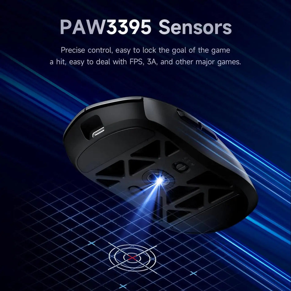 MCHOSE AX5 Ratón Inalámbrico 8Khz Polling PAW 3395 Sensor Óptico 56G 2,4 Ghz/Bt/Con Cable Triodo 130H Batería Aleación De Magnesio
