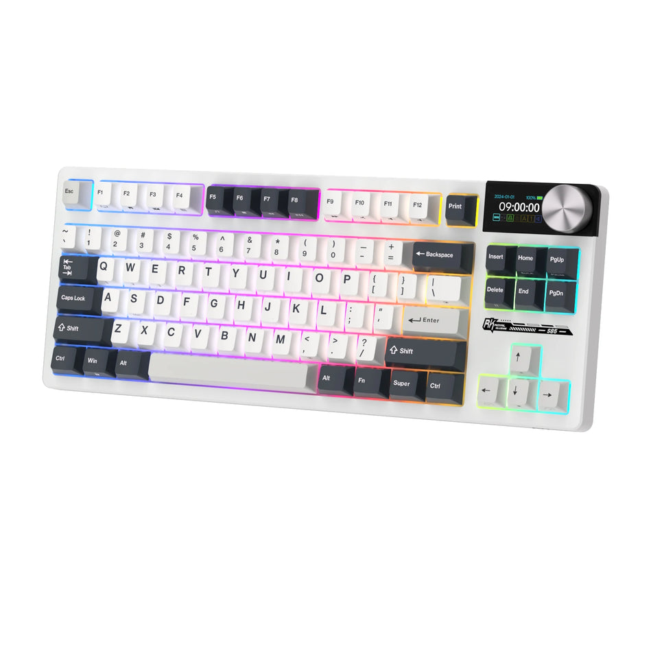 Teclado Mecánico RK ROYAL KLUDGE S85 TFT Color Screent, Modo Tri Inalámbrico, 85 Teclas, Teclado Para Gaming, Retroiluminado RGB