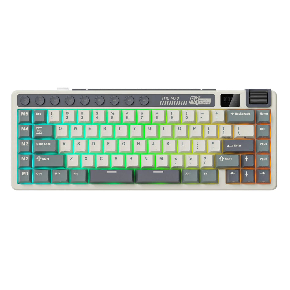 RK ROYAL KLUDGE M70 Teclas Personalizadas Teclado Para Gaming Pantalla De Batería Teclado Mecánico Inalámbrico PBT Multimodo