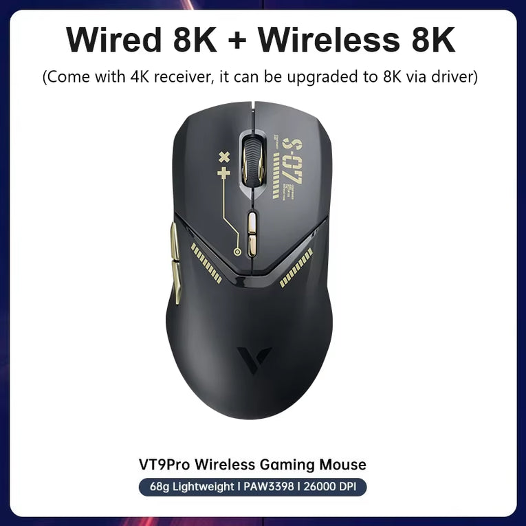 Rapoo VT9PRO - 68G Ratón Inalámbrico Ultraligero De Modo Dual Para Juegos Rendimiento De Grado Esports Sensor PAW3398 26000DPI
