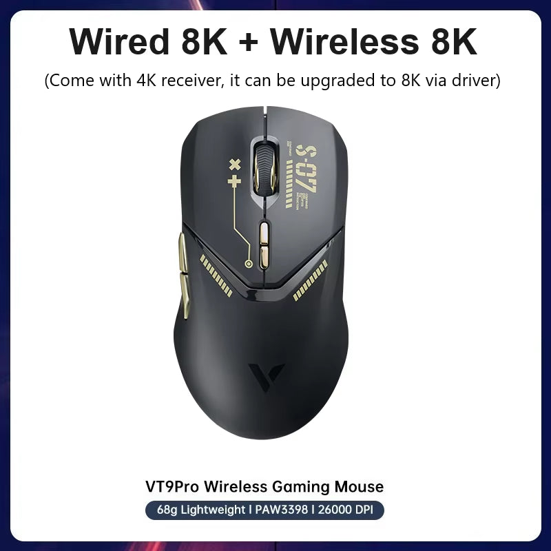 Rapoo VT9PRO - 68G Ratón Inalámbrico Ultraligero De Modo Dual Para Juegos Rendimiento De Grado Esports Sensor PAW3398 26000DPI