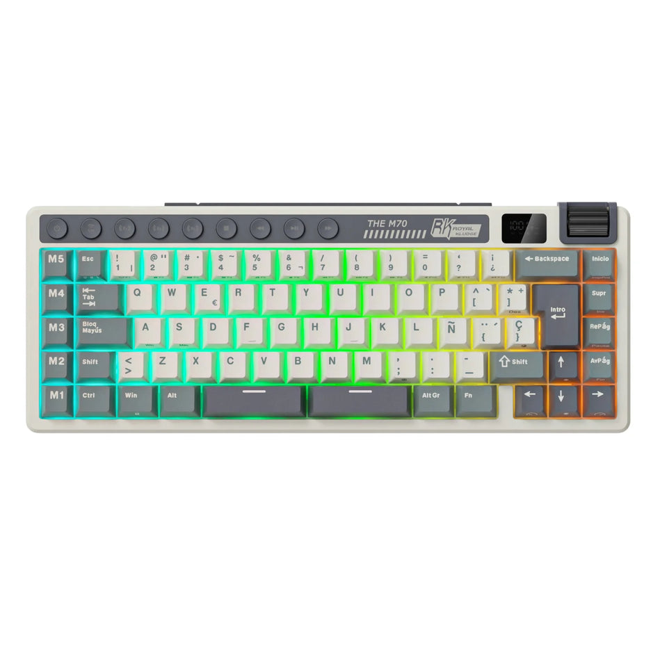 RK ROYAL KLUDGE M70 Teclas Personalizadas Teclado Para Gaming Pantalla De Batería Teclado Mecánico Inalámbrico PBT Multimodo