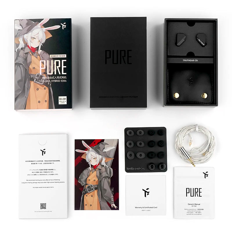 TRUTHEAR Pure | Auriculares In-Ear Híbridos 1DD + 3BA con Cable Desmontable 0,78 mm – Enchufe 3,5 mm