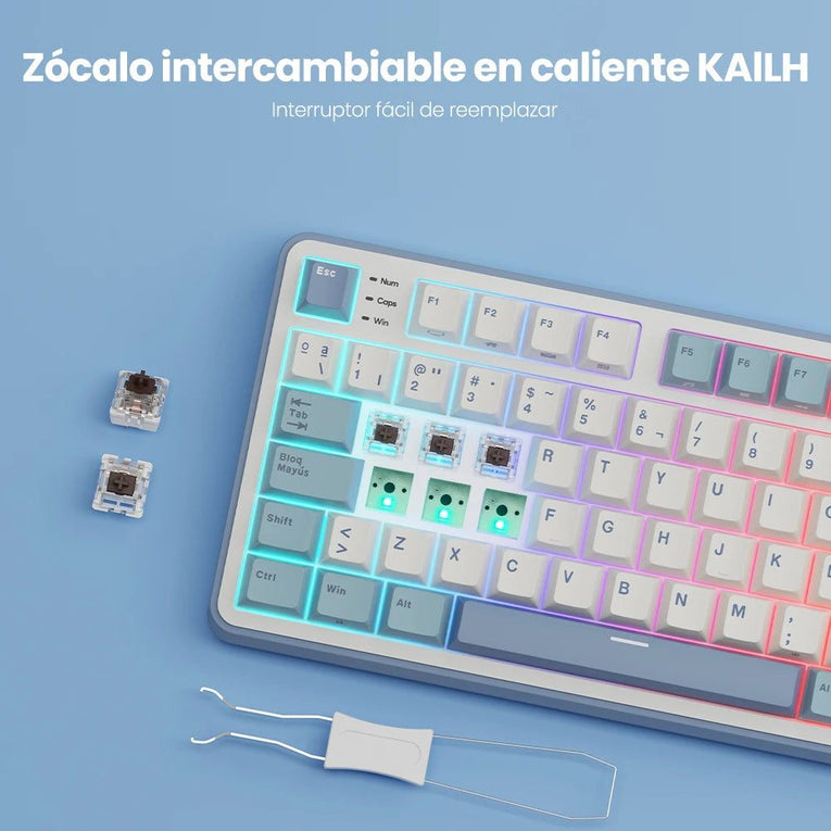 Teclado Mecánico RK ROYAL KLUDGE S98 Gaming 98 Teclas RGB Backlit - Top Mount, Pantalla TFT, Inalámbrico BT5.0/2.4G/USB-C + Hot Swappable