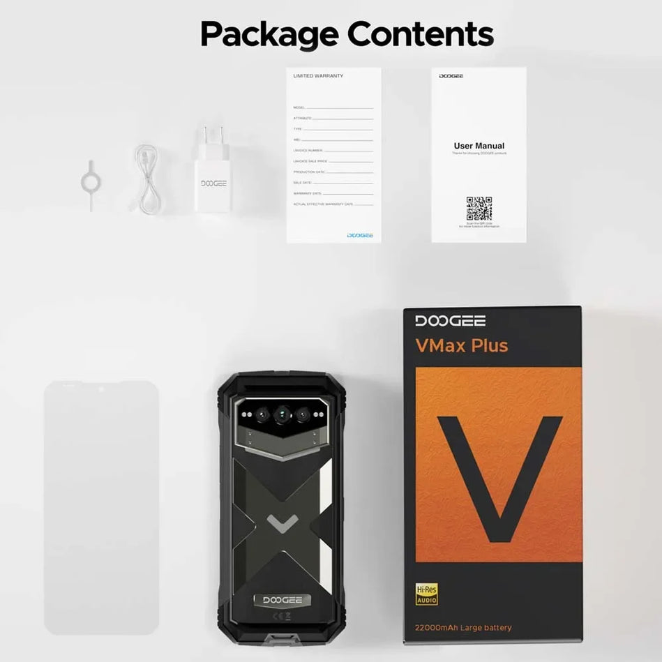 DOOGEE V Max plus Teléfono Resistente 22000Mah 36GB(16+20) 512GB 200MP Cámara Teléfono 6.58" 120Hz Dimensidad 7050 Android14