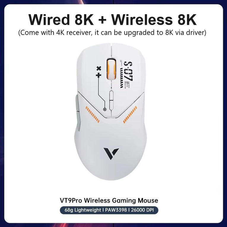 Rapoo VT9PRO - 68G Ratón Inalámbrico Ultraligero De Modo Dual Para Juegos Rendimiento De Grado Esports Sensor PAW3398 26000DPI