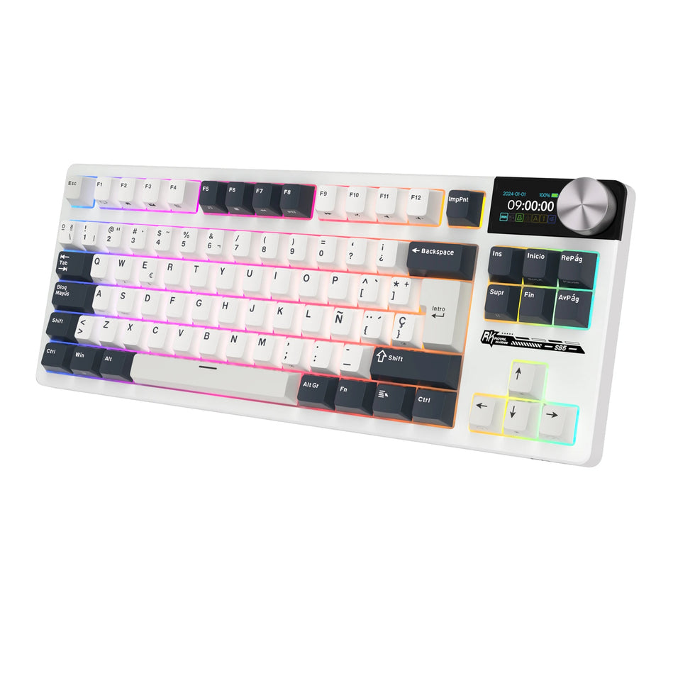Teclado Mecánico RK ROYAL KLUDGE S85 TFT Color Screent, Modo Tri Inalámbrico, 85 Teclas, Teclado Para Gaming, Retroiluminado RGB