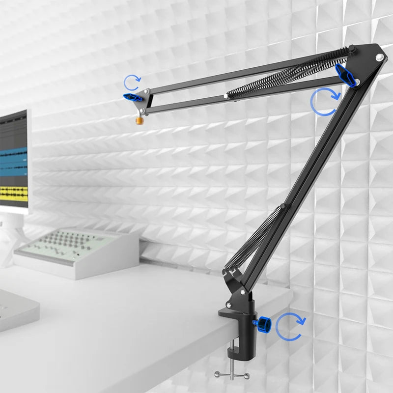 FIFINE Soporte De Brazo De Tijera Con Brazo De Suspensión De Micrófono Ajustable