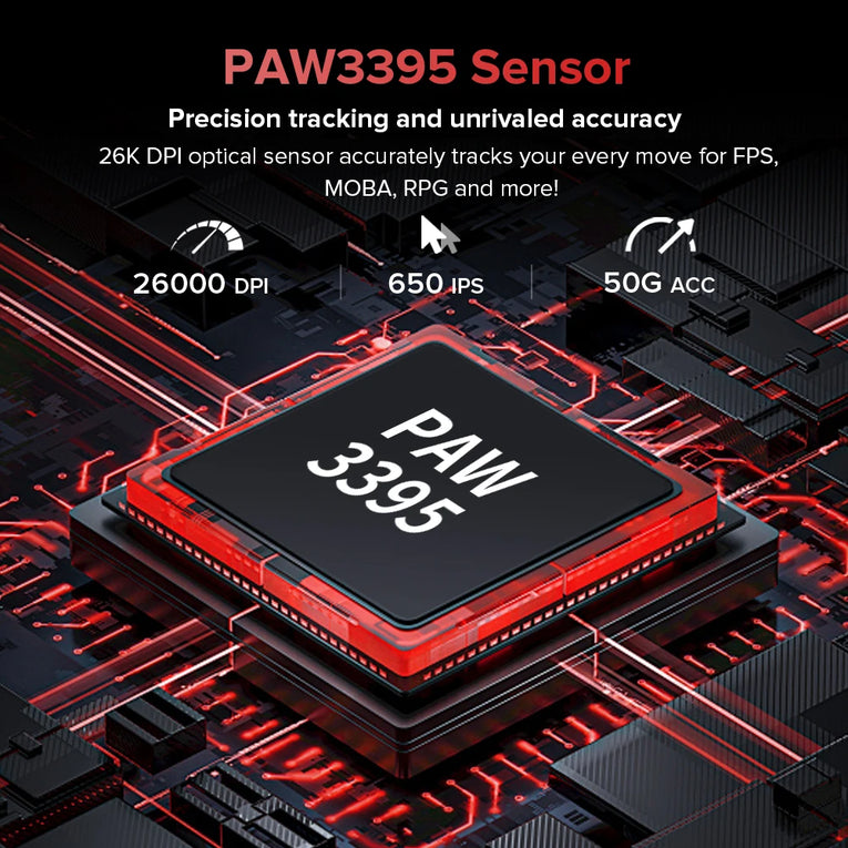 Delux M900 PRO - Ratón Inalámbrico Para Juegos , Ergonómico, 8K, Velocidad De Orolling PAW3395 BK3633