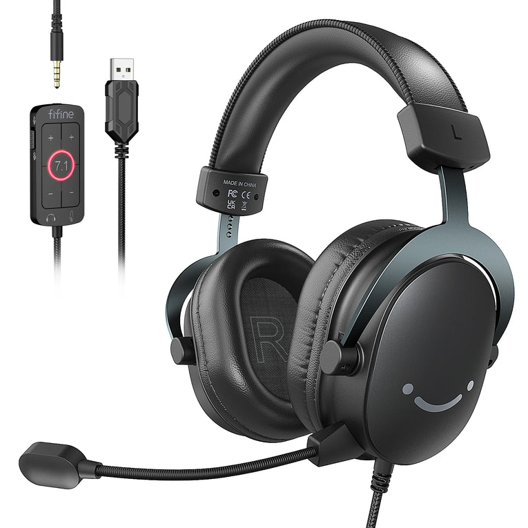 Fifine Ampligame H9 -Auriculares Para Juegos USB Con Sonido Envolvente 7,1/Conector De 3,5Mm/Micrófono