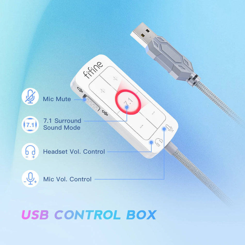 Fifine Ampligame H9 -Auriculares Para Juegos USB Con Sonido Envolvente 7,1/Conector De 3,5Mm/Micrófono