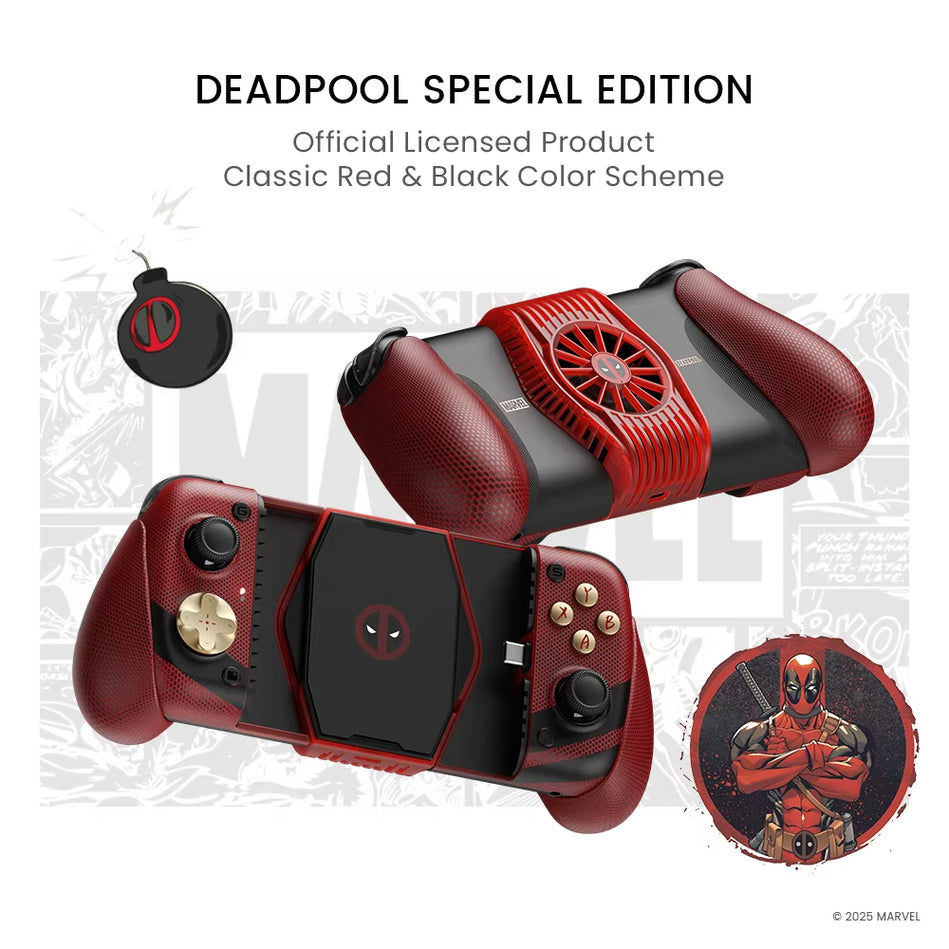 GameSir X3 Pro Deadpool – Gamepad Edición Limitada Marvel, Controlador Móvil Android USB-C con Joysticks Hall