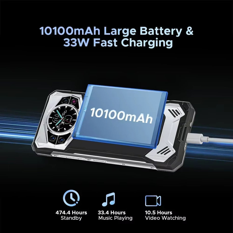 DOOGEE S200 5G Teléfono Resistente 6,72 "120Hz Pantalla 12GB RAM 256GB ROM 100MP AI Cámara Principal 10100Mah Android 14 NFC