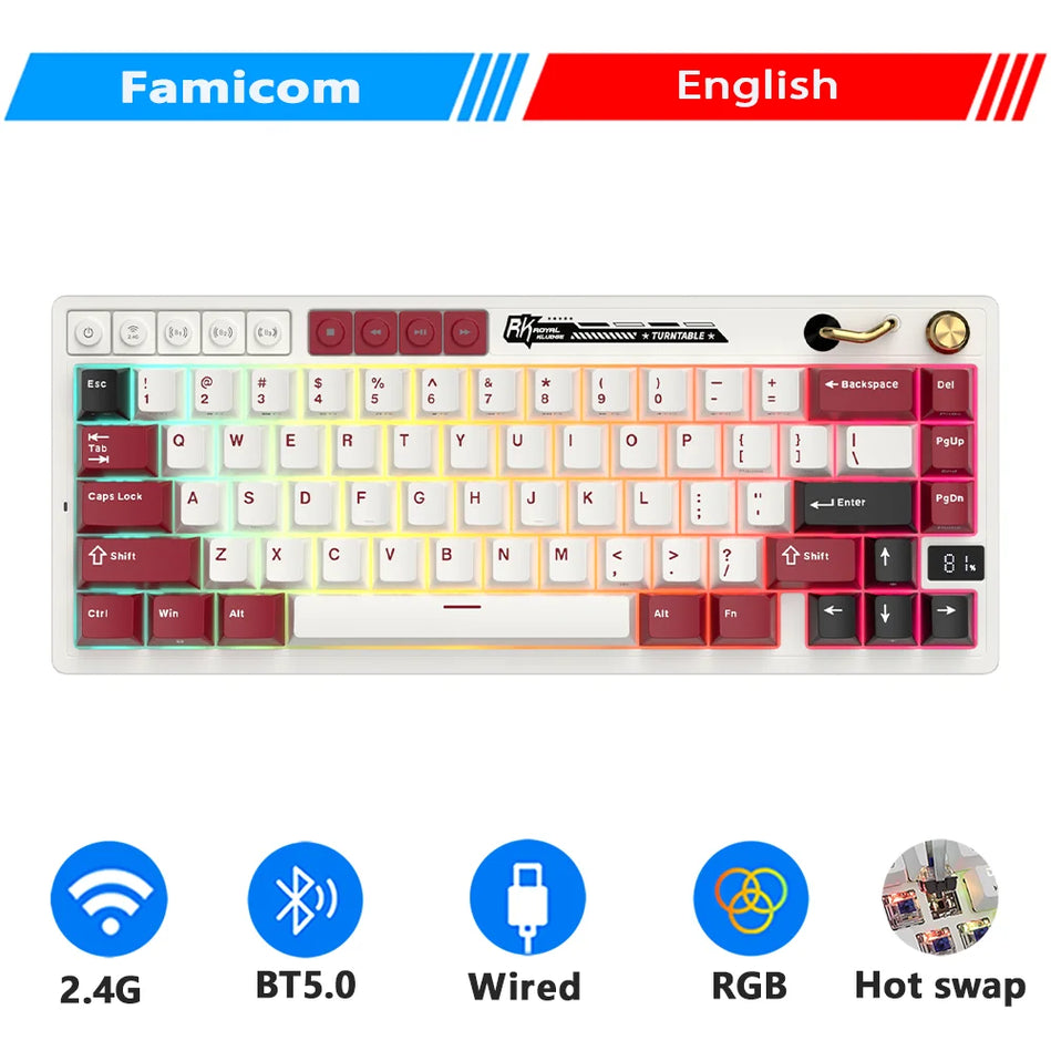 Teclado Mecánico RK ROYAL KLUDGE M65 Con Pantalla De Batería, 66 Teclas, Junta Multifuncional PBT, Teclado Inalámbrico De Tres Modos RGB Gaming