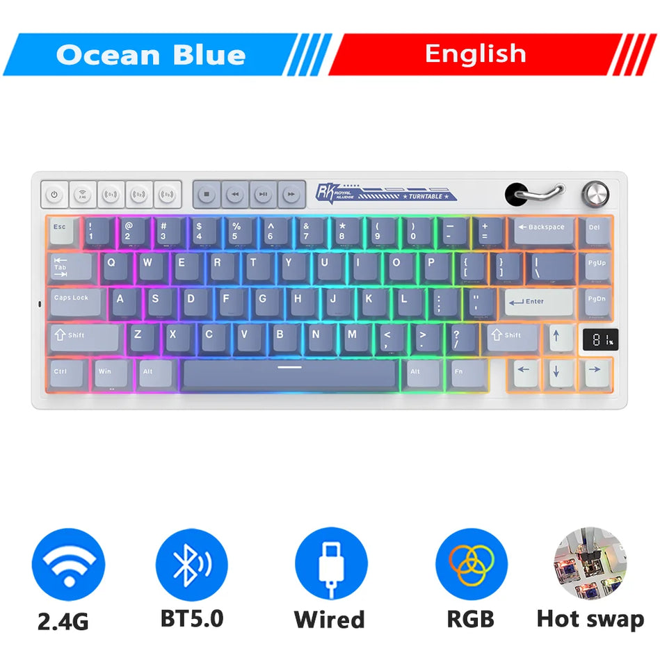 Teclado Mecánico RK ROYAL KLUDGE M65 Con Pantalla De Batería, 66 Teclas, Junta Multifuncional PBT, Teclado Inalámbrico De Tres Modos RGB Gaming