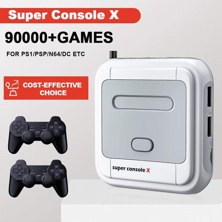 KINHANK Game Box Super Console X Consola De Videojuegos Retro Compatible Con 90000 Juegos 50 Emuladores Para PS1/PSP/MAME/DC Con Controladores
