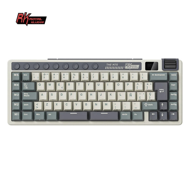 RK ROYAL KLUDGE M70 Teclas Personalizadas Teclado Para Gaming Pantalla De Batería Teclado Mecánico Inalámbrico PBT Multimodo