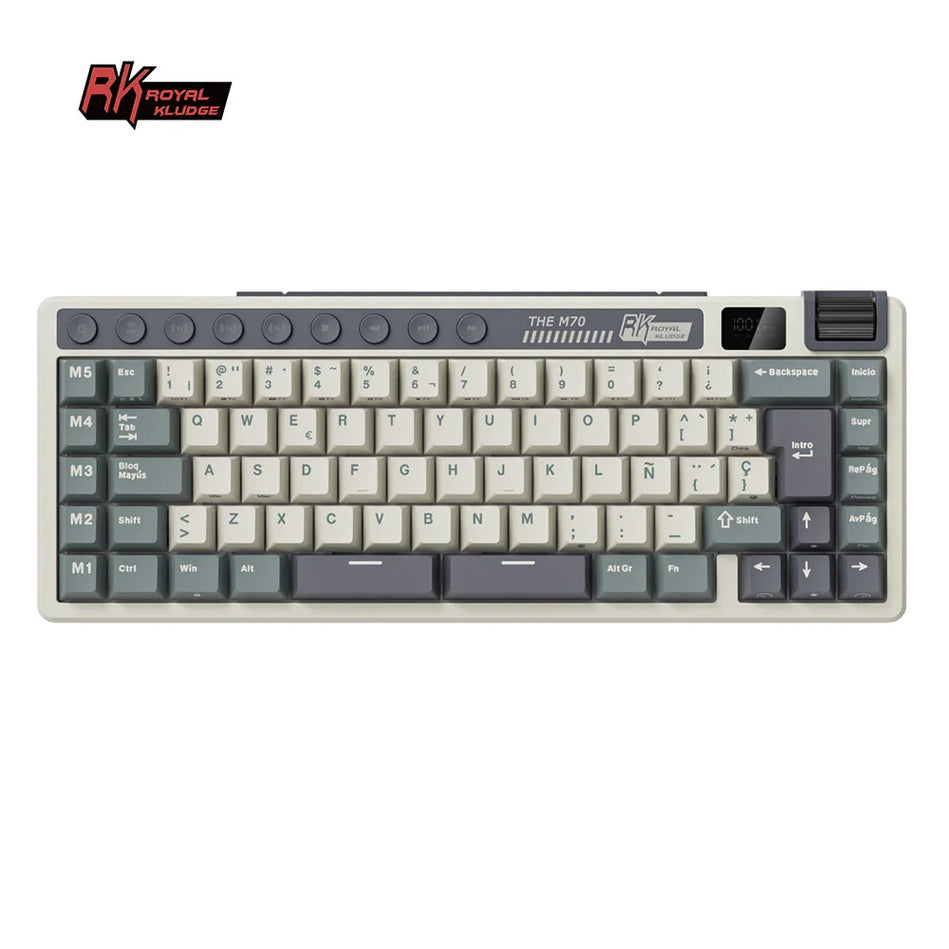 RK ROYAL KLUDGE M70 Teclas Personalizadas Teclado Para Gaming Pantalla De Batería Teclado Mecánico Inalámbrico PBT Multimodo