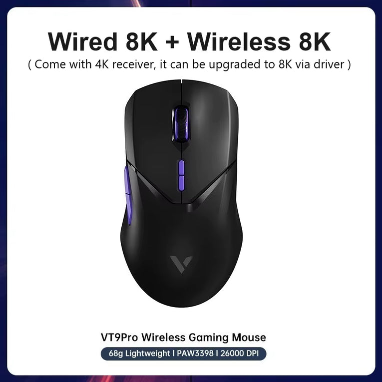 Rapoo VT9PRO - 68G Ratón Inalámbrico Ultraligero De Modo Dual Para Juegos Rendimiento De Grado Esports Sensor PAW3398 26000DPI