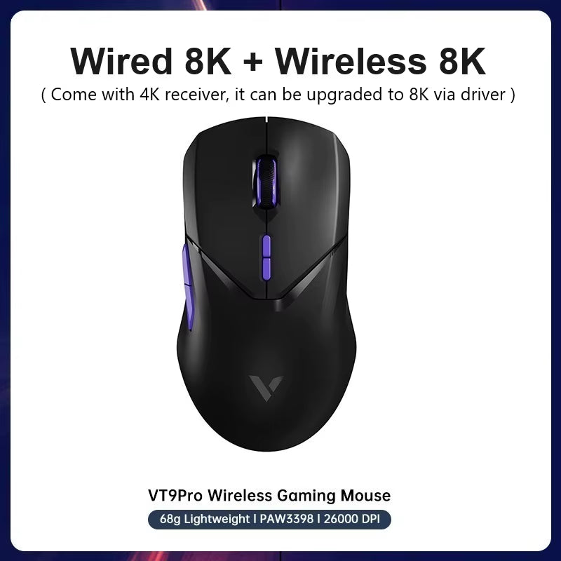 Rapoo VT9PRO - 68G Ratón Inalámbrico Ultraligero De Modo Dual Para Juegos Rendimiento De Grado Esports Sensor PAW3398 26000DPI
