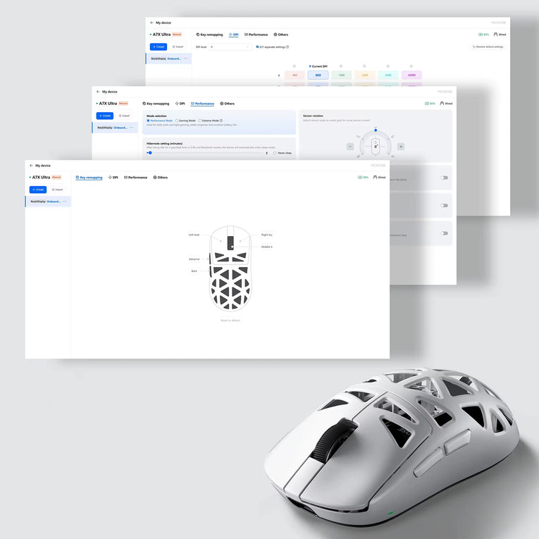 A7X Ultra Magnesium Alloy Wireless Gaming Mouse PAW3950 TI Sensor Omron Optical 8000Hz Ultra-High Polling Rate Macros