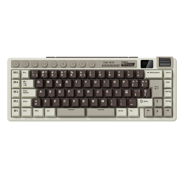 RK ROYAL KLUDGE M70 Teclas Personalizadas Teclado Para Gaming Pantalla De Batería Teclado Mecánico Inalámbrico PBT Multimodo