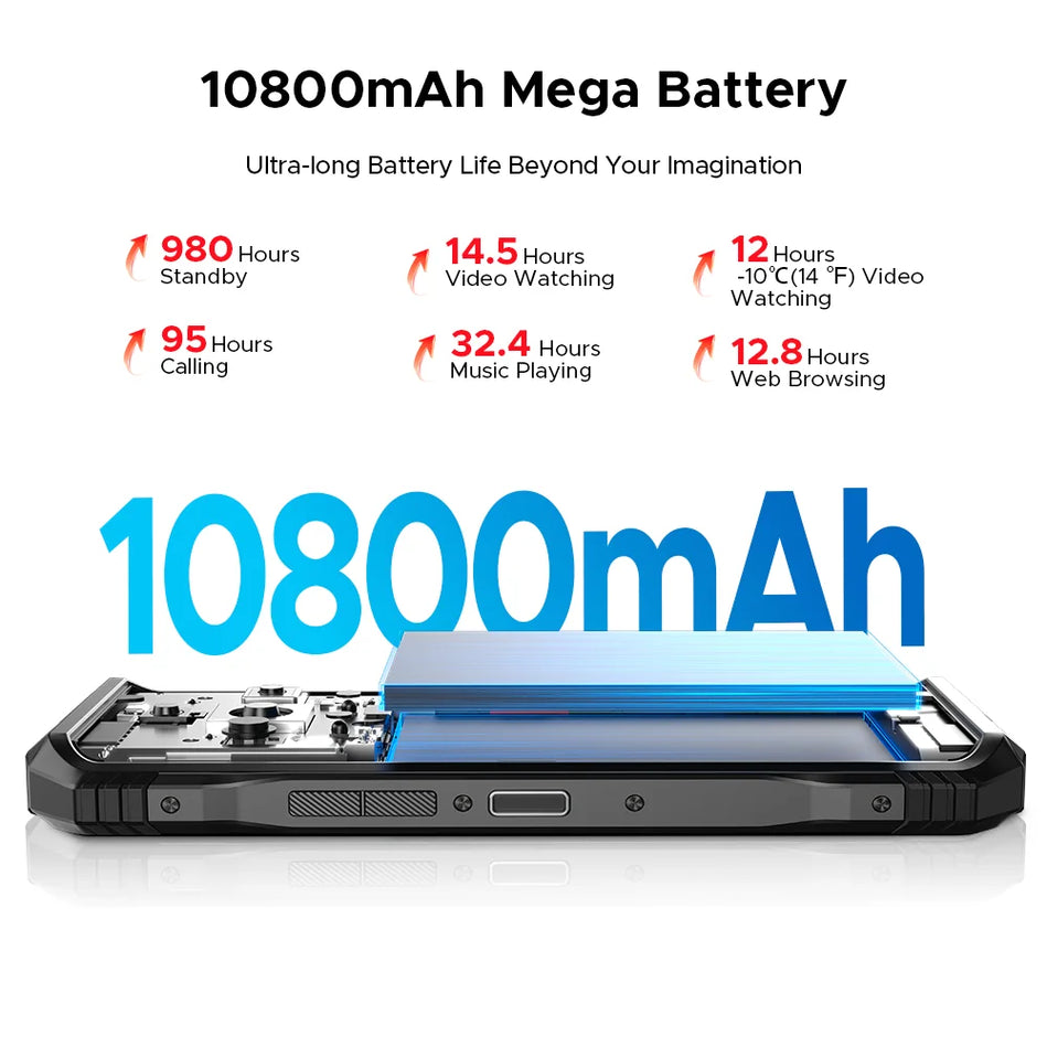 DOOGEE S118 Pro 5G Teléfono Resistente 6,6 ''FHD 120Hz 8GB RAM 512GB ROM 10800Mah Batería Android 14 Teléfono Celular Con NFC