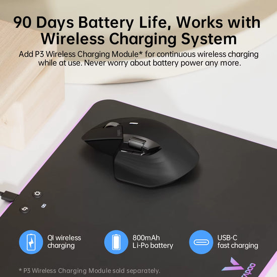Rapoo MT760 Ratón Inalámbrico Recargable Multimodo Ergonómico 4000 DPI Compatible Con Hasta 4 Dispositivos Ratón Bluetooth