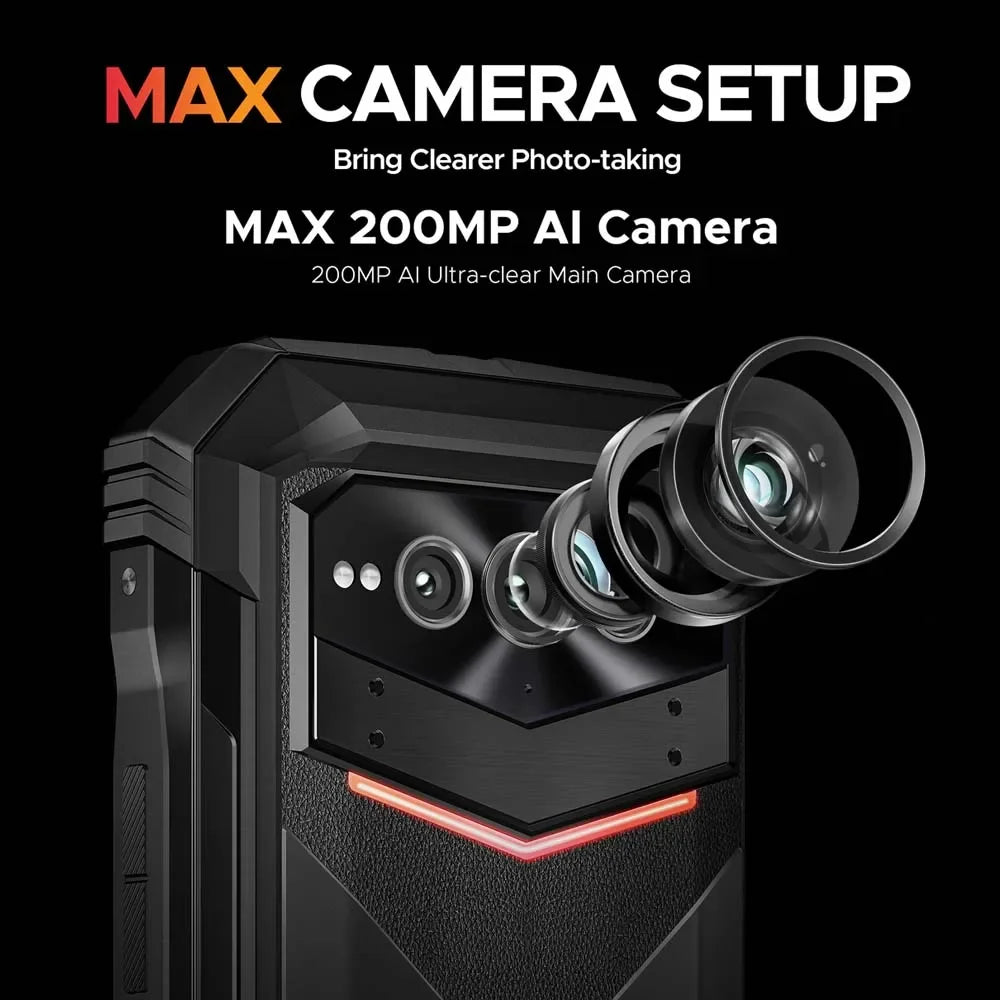 DOOGEE V Max plus Teléfono Resistente 22000Mah 36GB(16+20) 512GB 200MP Cámara Teléfono 6.58" 120Hz Dimensidad 7050 Android14