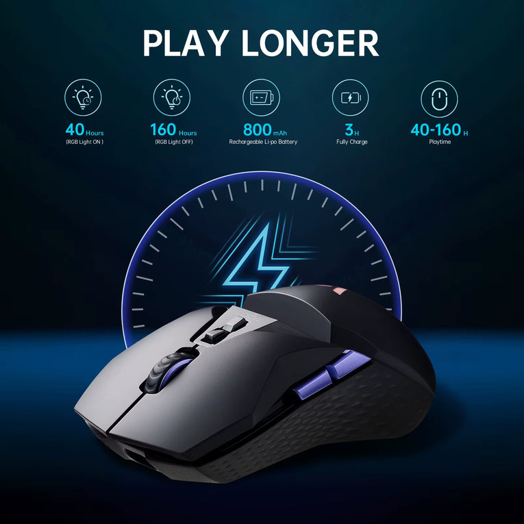 Rapoo VT950PRO Inalámbrico/Con Cable 2,4 Ghz Ergonómico Óptico 26000DPI RGB Ratón Para Juegos PAW3395 Sensor Compatible Con Carga Inalámbrica Qi