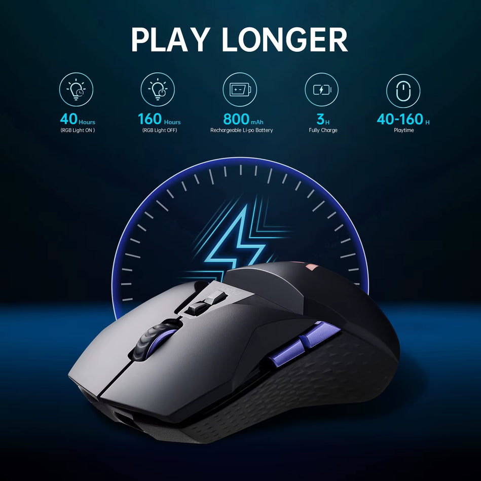 Rapoo VT950PRO Inalámbrico/Con Cable 2,4 Ghz Ergonómico Óptico 26000DPI RGB Ratón Para Juegos PAW3395 Sensor Compatible Con Carga Inalámbrica Qi