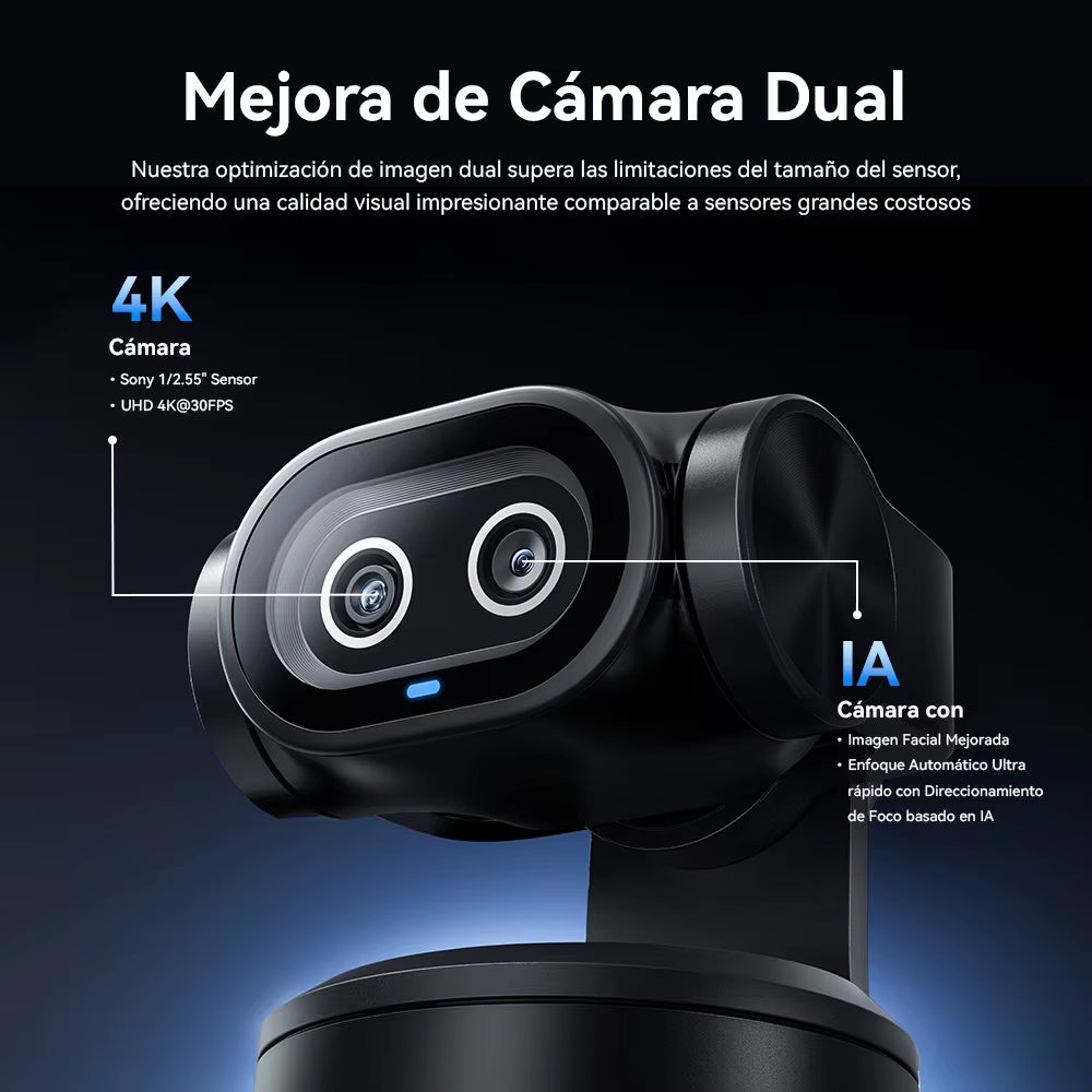 Cámara Web 4K EMEET PIXY Cámara De Vídeo De Seguimiento IA De Doble Cámara Con Sensor Sony Control y Enfoque Automático