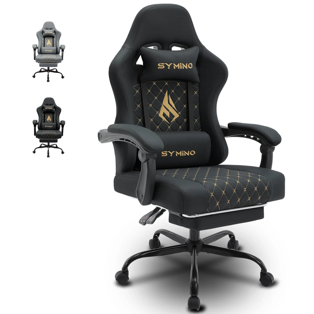 Symino Silla Para Gaming De Estilo Racing, Silla De Oficina Con Reposapiés Y Reposabrazos Ajustables