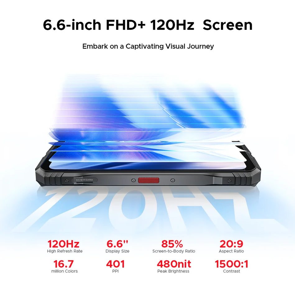 DOOGEE S118 Pro 5G Teléfono Resistente 6,6 ''FHD 120Hz 8GB RAM 512GB ROM 10800Mah Batería Android 14 Teléfono Celular Con NFC
