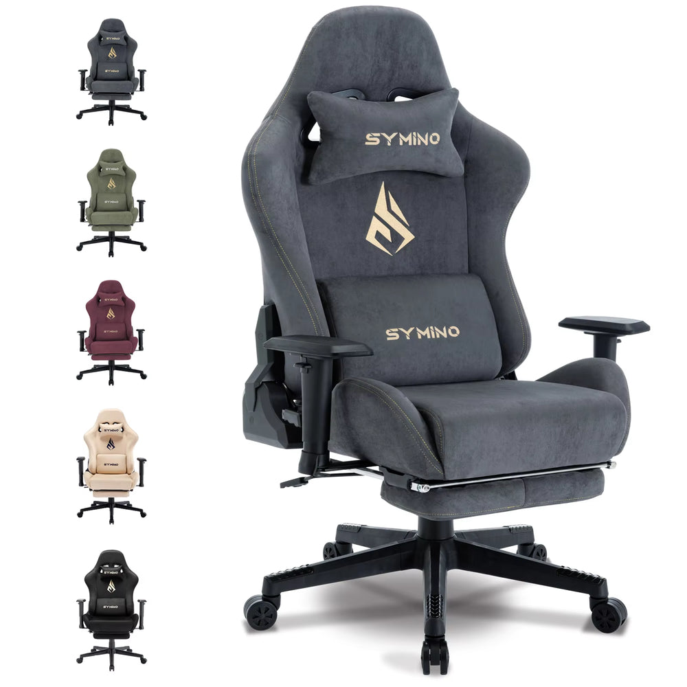 Symino Silla Para Gaming , Silla Ergonómica Para Jugadores Con Reposapiés, Silla Para PC Transpirable Con Cojín Lumbar Ajustable, Cojín Para Reposacabezas
