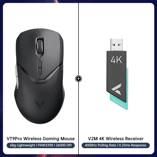 Rapoo VT9PRO - 68G Ratón Inalámbrico Ultraligero De Modo Dual Para Juegos Rendimiento De Grado Esports Sensor PAW3398 26000DPI