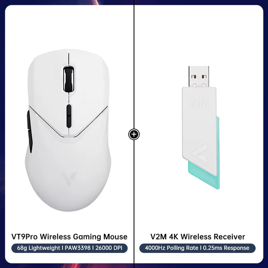 Rapoo VT9PRO - 68G Ratón Inalámbrico Ultraligero De Modo Dual Para Juegos Rendimiento De Grado Esports Sensor PAW3398 26000DPI