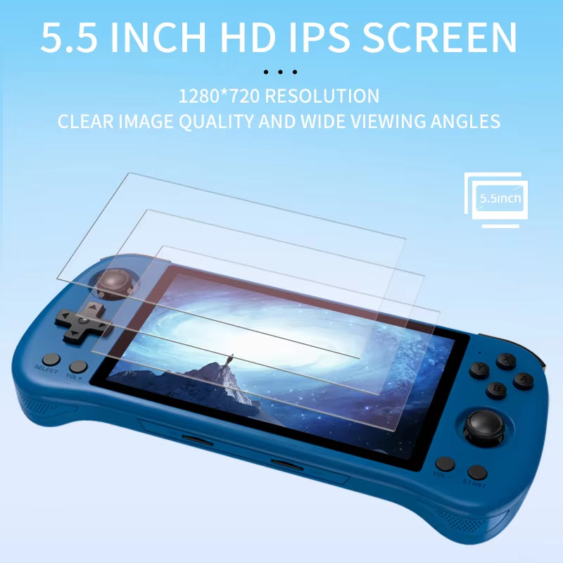 Powkiddy-Consola De Juegos Portátil X55, Dispositivo Retro De Código Abierto Con Pantalla IPS De 5,5 Pulgadas, 1280X720, RK3566