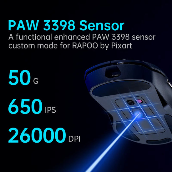 Rapoo VT9PRO - 68G Ratón Inalámbrico Ultraligero De Modo Dual Para Juegos Rendimiento De Grado Esports Sensor PAW3398 26000DPI