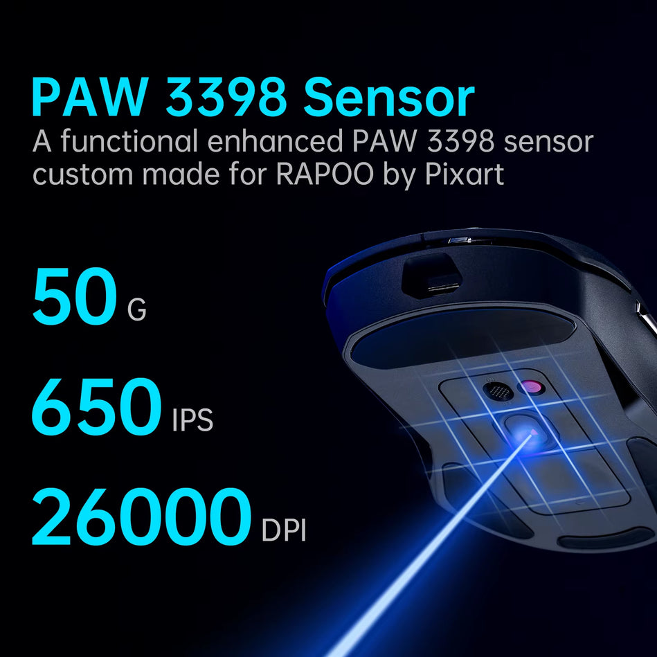 Rapoo VT9PRO - 68G Ratón Inalámbrico Ultraligero De Modo Dual Para Juegos Rendimiento De Grado Esports Sensor PAW3398 26000DPI
