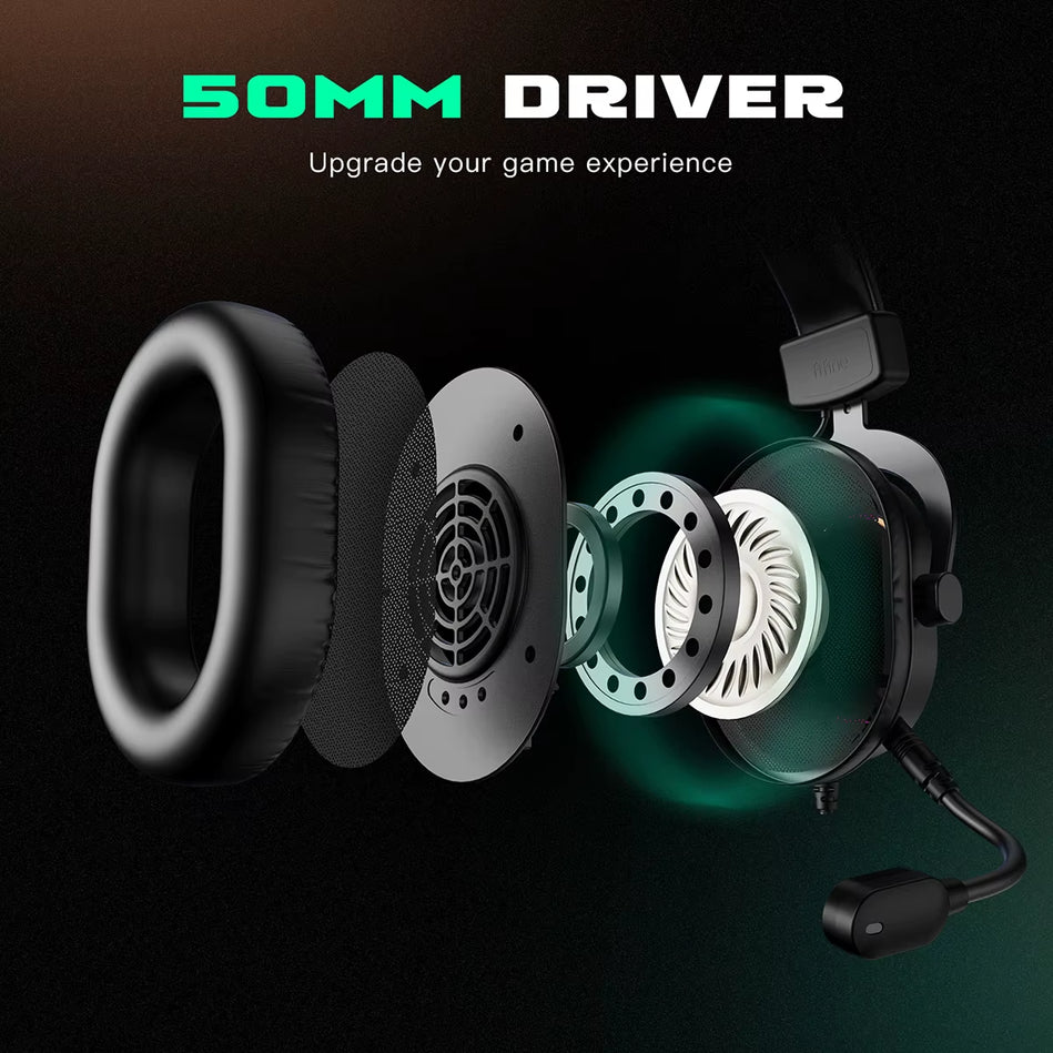 Fifine Auriculares Dinámicos RGB Con Micrófono, Audífonos Para La Oreja, Cascos Para Juegos Películas Y Música, 3 Opciones EQ, Sonido Envolvente 7.1, Dispositivo Para Ordenador PS4 Y PS5