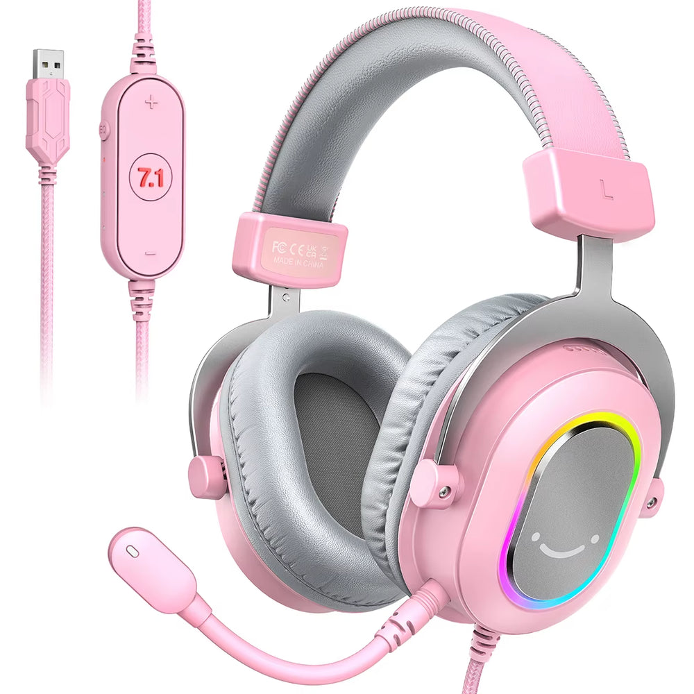 Fifine Auriculares Dinámicos RGB Con Micrófono, Audífonos Para La Oreja, Cascos Para Juegos Películas Y Música, 3 Opciones EQ, Sonido Envolvente 7.1, Dispositivo Para Ordenador PS4 Y PS5