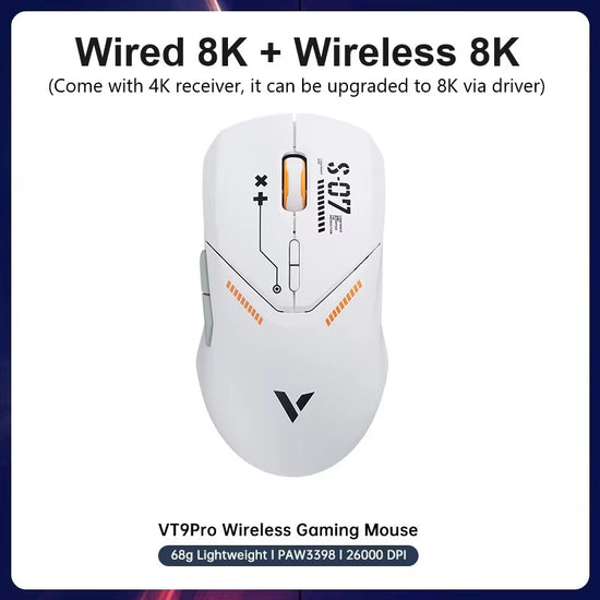 Rapoo VT9PRO - 68G Ratón Inalámbrico Ultraligero De Modo Dual Para Juegos Rendimiento De Grado Esports Sensor PAW3398 26000DPI