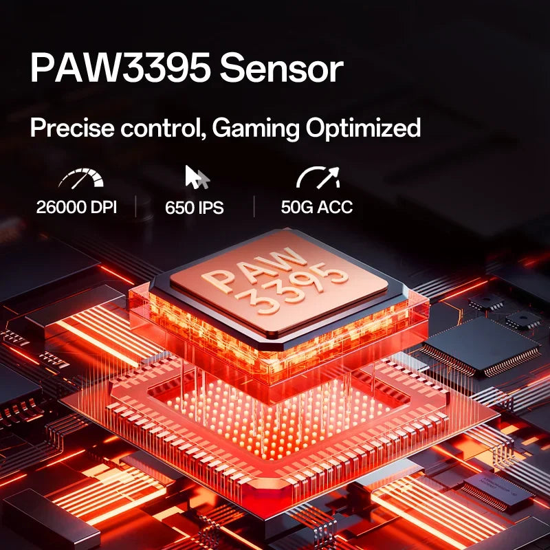 Delux M900Mini PRO - Ratón Inalámbrico Gaming  Ergonómico, Ultraligero, 40G, PAW3395, 8K Hz, Para Manos Medianas a Pequeñas